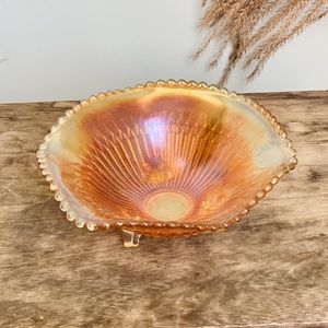 Holographic Orange Bowl Dish Crystal Antique
